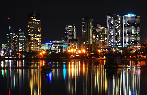 The Gold Coast lit up at night
